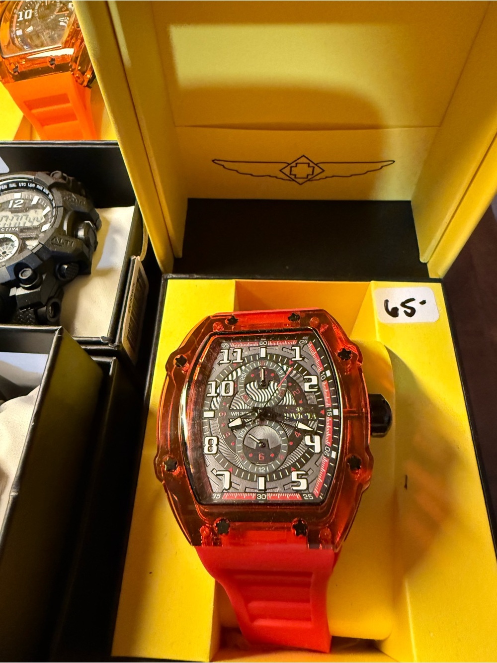 Invicta Red Transparent Case Men’s Sport Watch